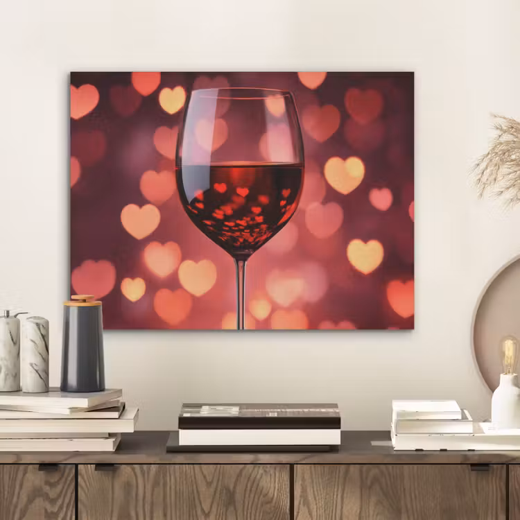 Rood - Wijn - Hartjes PET vilt klein -sfeer1