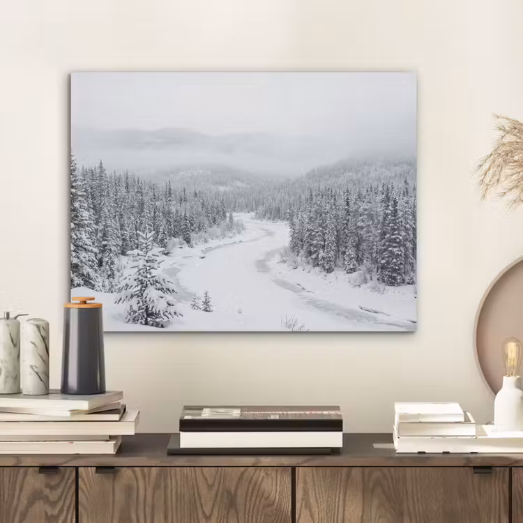 Rivier - Bevroren - Landschap - Winter PET vilt klein -sfeer1