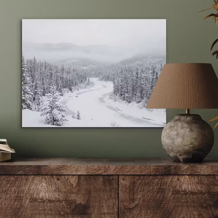 Rivier - Bevroren - Landschap - Winter PET vilt klein -sfeer2