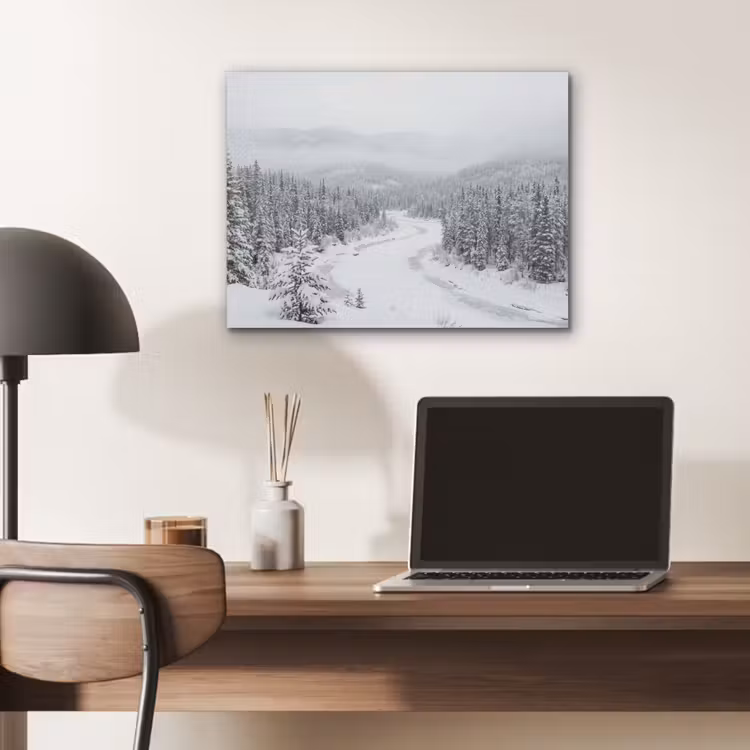 Rivier - Bevroren - Landschap - Winter PET vilt klein -sfeer5