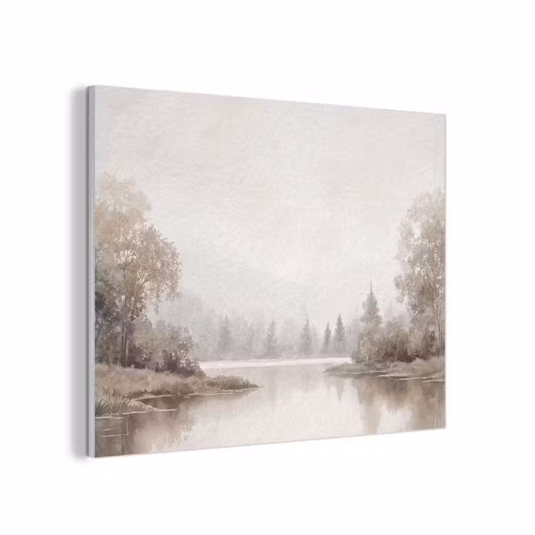 Rivierlandschap - Minimalistisch - Aardetinten PET vilt klein -3d
