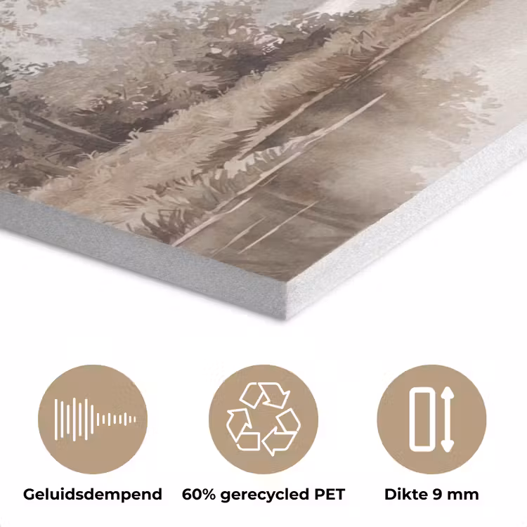 Rivierlandschap - Minimalistisch - Aardetinten PET vilt klein -closeup_NL