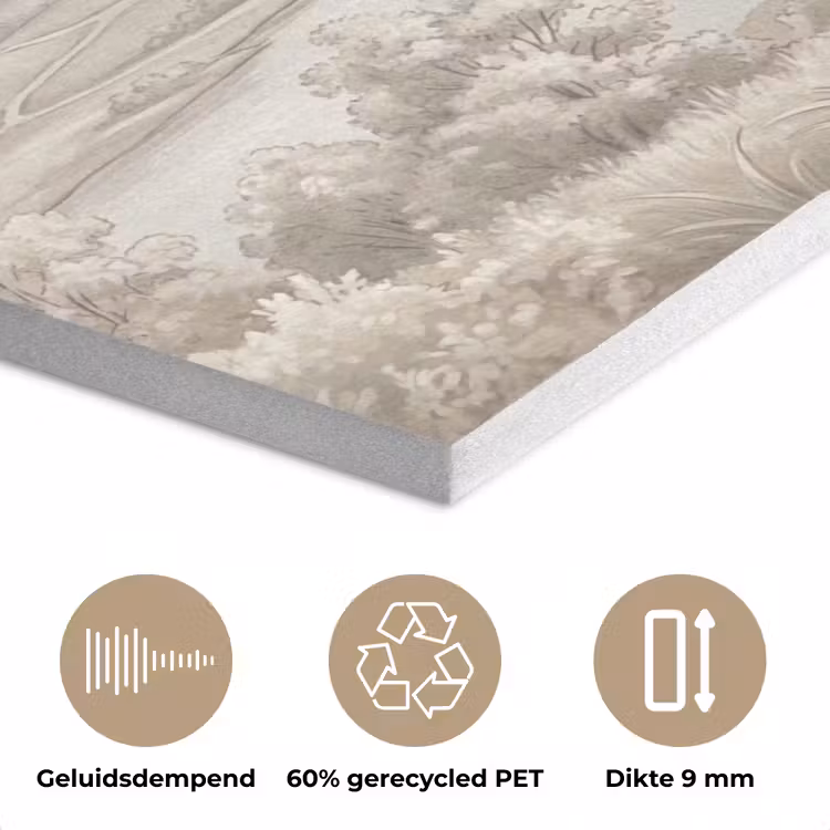 Rivierlandschap - Bergen - Natuur - Vintage - Beige PET vilt klein -closeup_NL