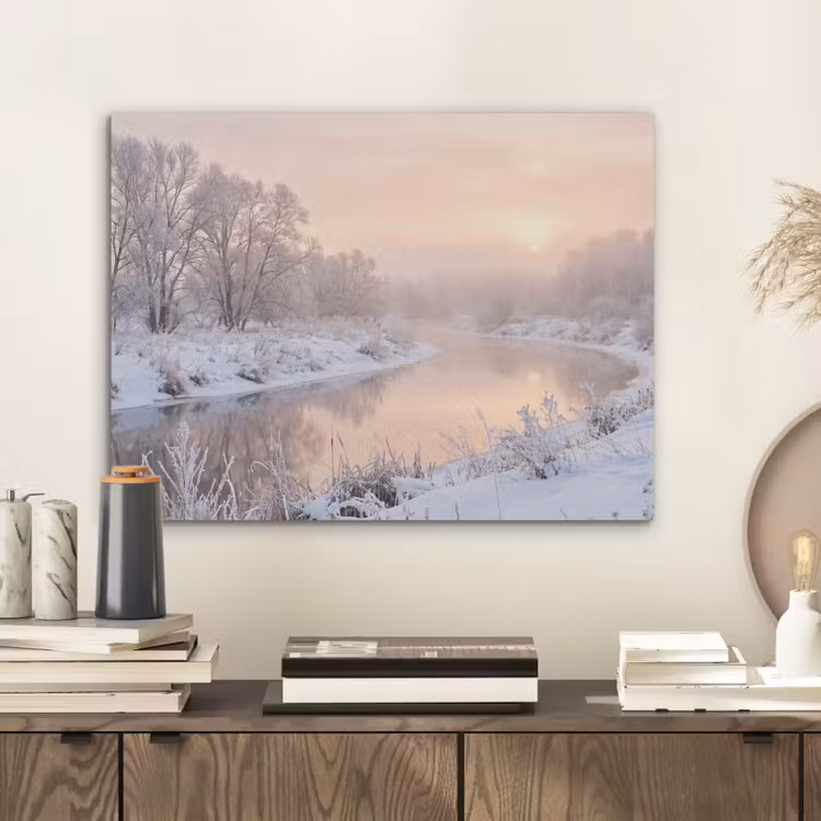 Rivier - Winter - Landschap - Sneeuw - Zonsopgang PET vilt klein -sfeer1