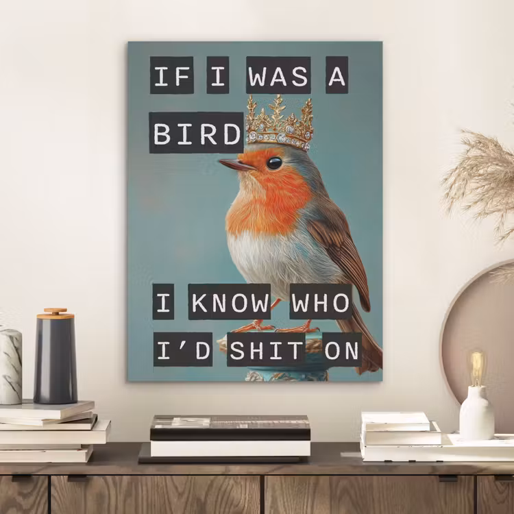 Roodborstje - Vogel - Blauw - Decoratie PET vilt klein -sfeer1