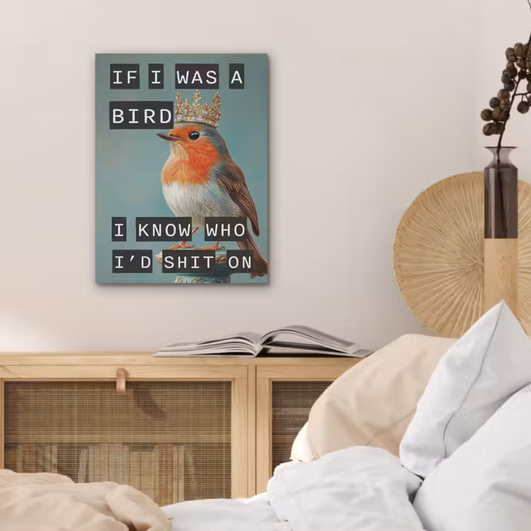 Roodborstje - Vogel - Blauw - Decoratie PET vilt klein -sfeer3