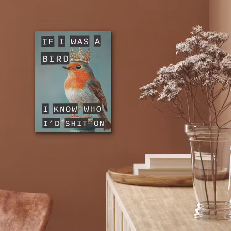 Roodborstje - Vogel - Blauw - Decoratie PET vilt klein -sfeer4