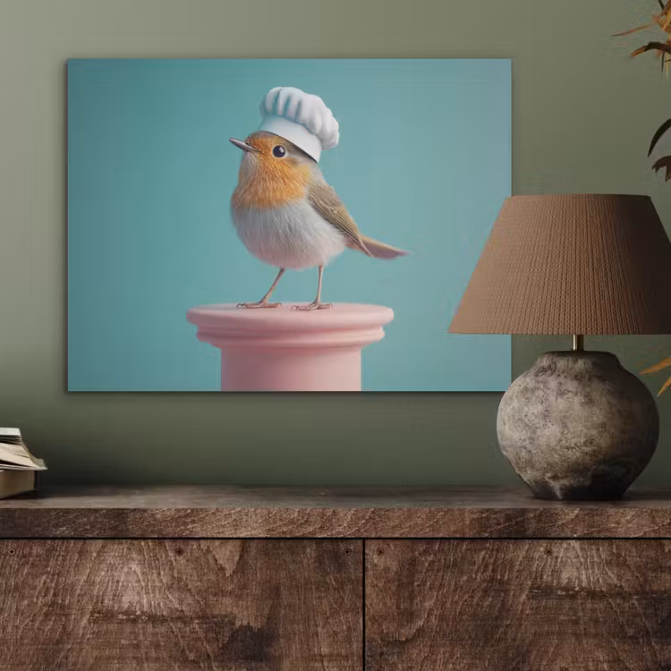 Roodborstje - Vogel - Koksmuts - Sokkel PET vilt klein -sfeer2