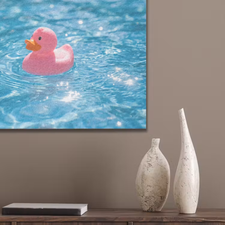 Badeend - Dobberend - Roze PET vilt klein -sfeer6_closeup