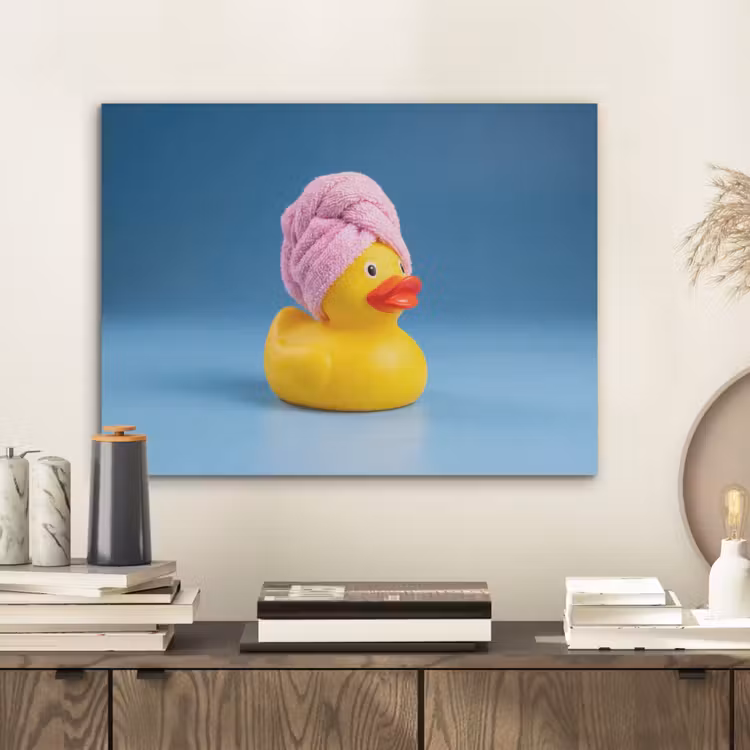 Badeend - Handdoek - Blauw PET vilt klein -sfeer1