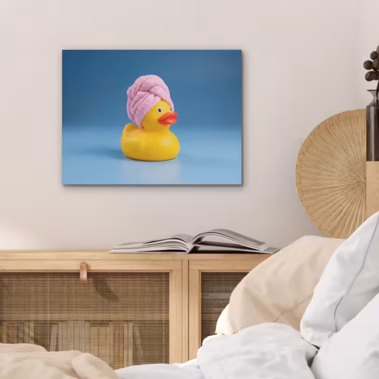Badeend - Handdoek - Blauw PET vilt klein -sfeer3