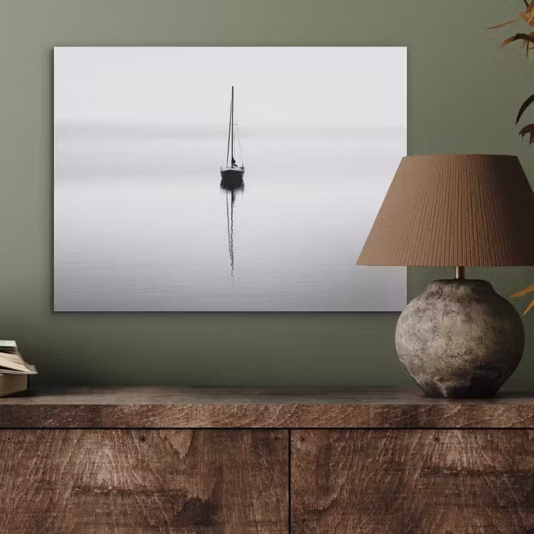 Zeilboot - Zwart - Water - Silhouet PET vilt klein -sfeer2
