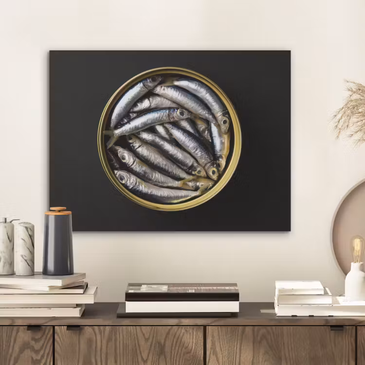 Sardines - Vissen - Rond - Zwart PET vilt klein -sfeer1
