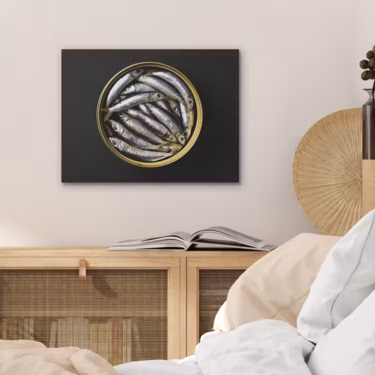 Sardines - Vissen - Rond - Zwart PET vilt klein -sfeer3