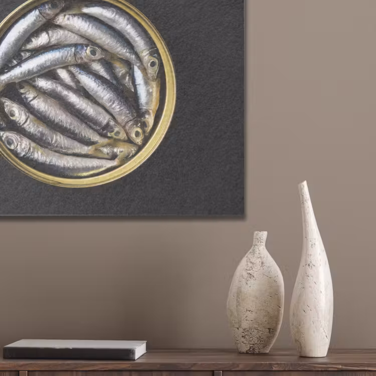 Sardines - Vissen - Rond - Zwart PET vilt klein -sfeer6_closeup