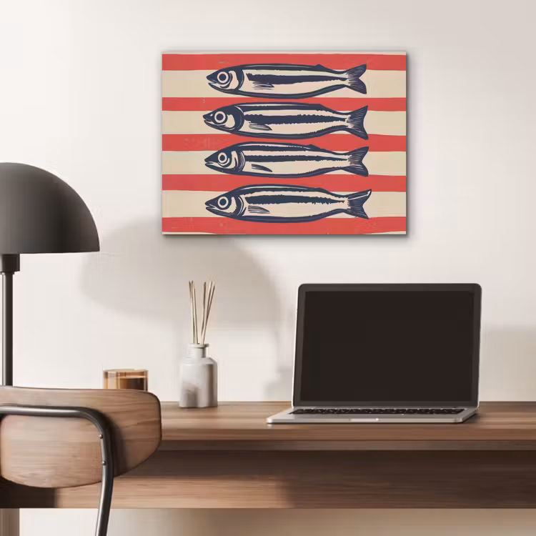 Sardines - Rood en beige strepen PET vilt klein -sfeer5