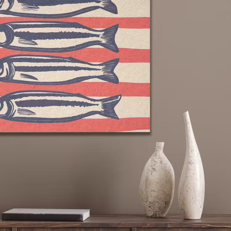Sardines - Rood en beige strepen PET vilt klein -sfeer6_closeup