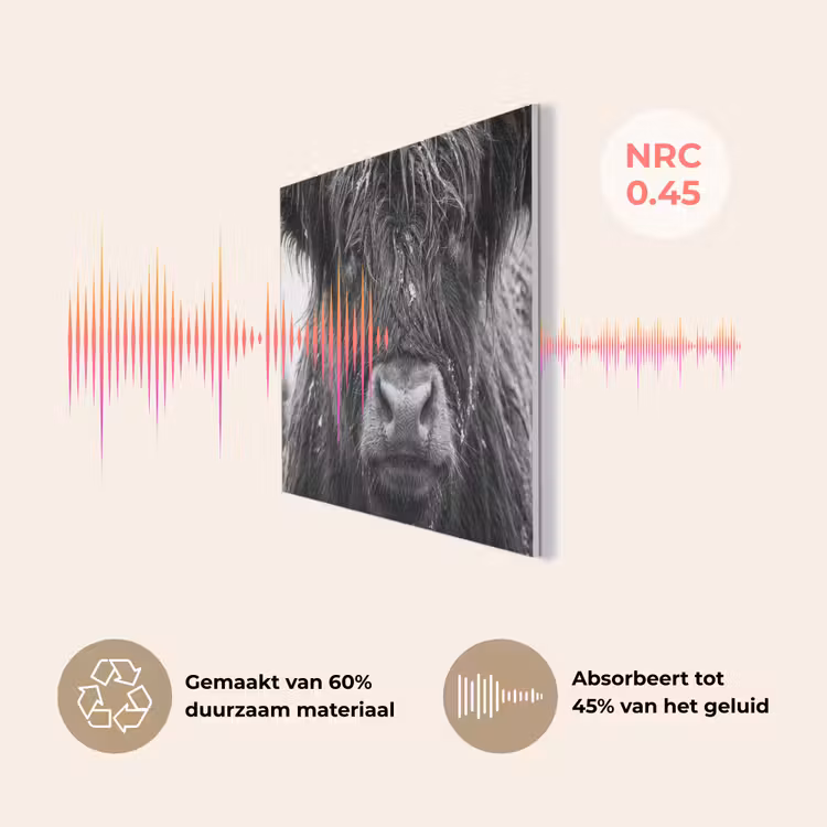 Schotse hooglander - Zwart - Wit - Sneeuwvlokken PET vilt klein -USP_NL