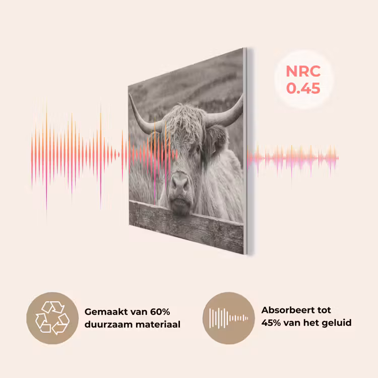 Schotse hooglander - Zwart - Wit - Hout PET vilt klein -USP_NL
