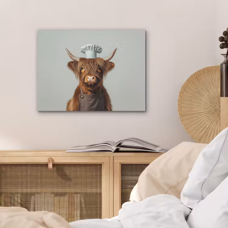 Schotse Hooglander - Bruin - Hoorns - Kokskleding PET vilt klein -sfeer3