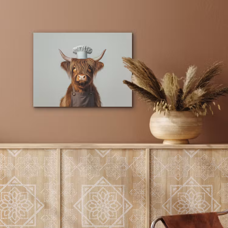Schotse Hooglander - Bruin - Hoorns - Kokskleding PET vilt klein -sfeer4