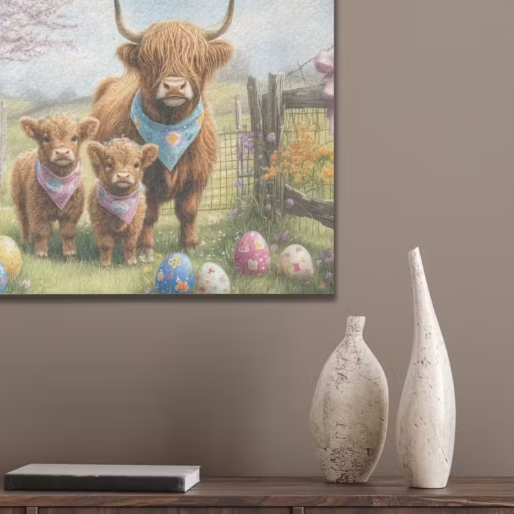 Schotsehooglanders - Paaseieren - Lente PET vilt klein -sfeer6_closeup
