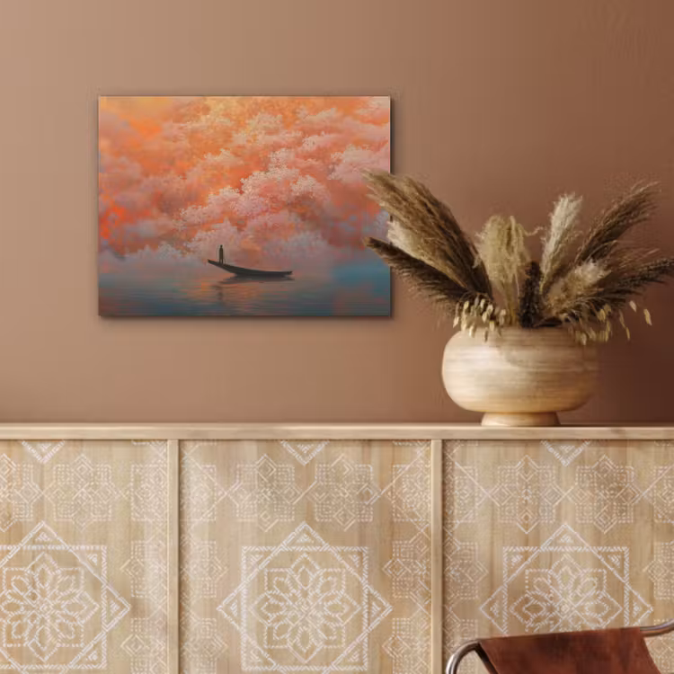 Zee - Boot - Wolken - Oranje PET vilt klein -sfeer4