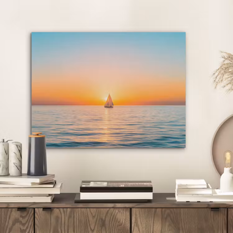 Zee - Zeilboot - Zonsondergang PET vilt klein -sfeer1