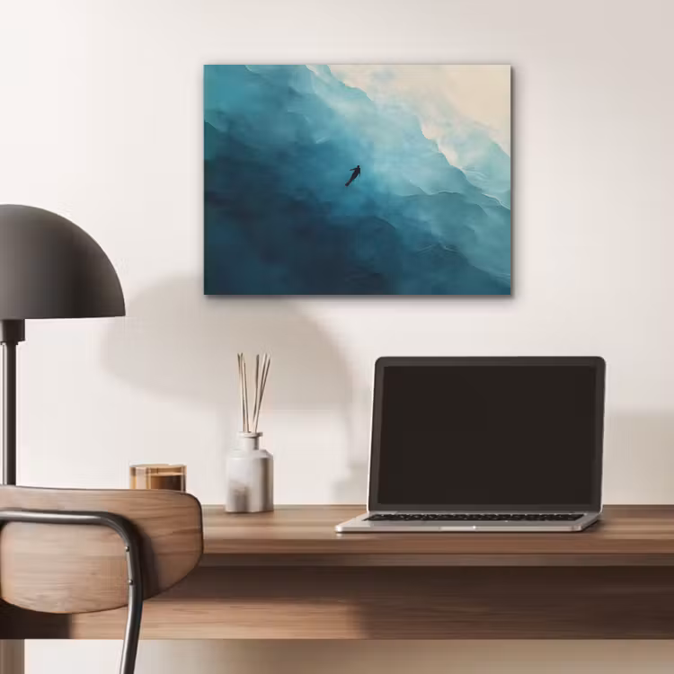 Zee - Silhouet - Abstract - Blauw PET vilt klein -sfeer5