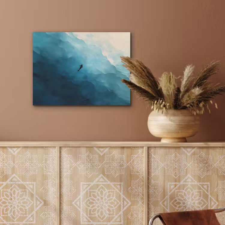 Zee - Silhouet - Abstract - Blauw PET vilt klein -sfeer4