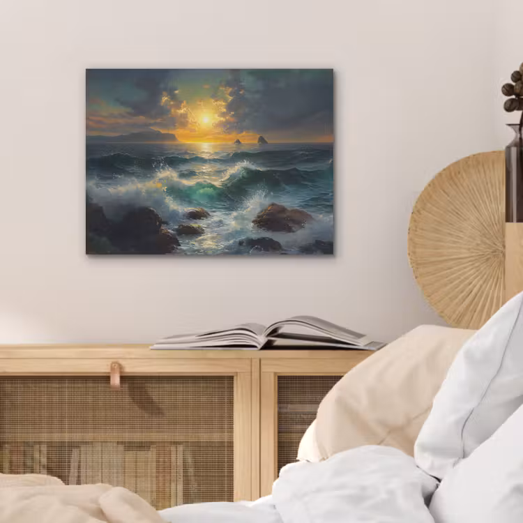 Zee - Zon - Golven - Rotsen PET vilt klein -sfeer3