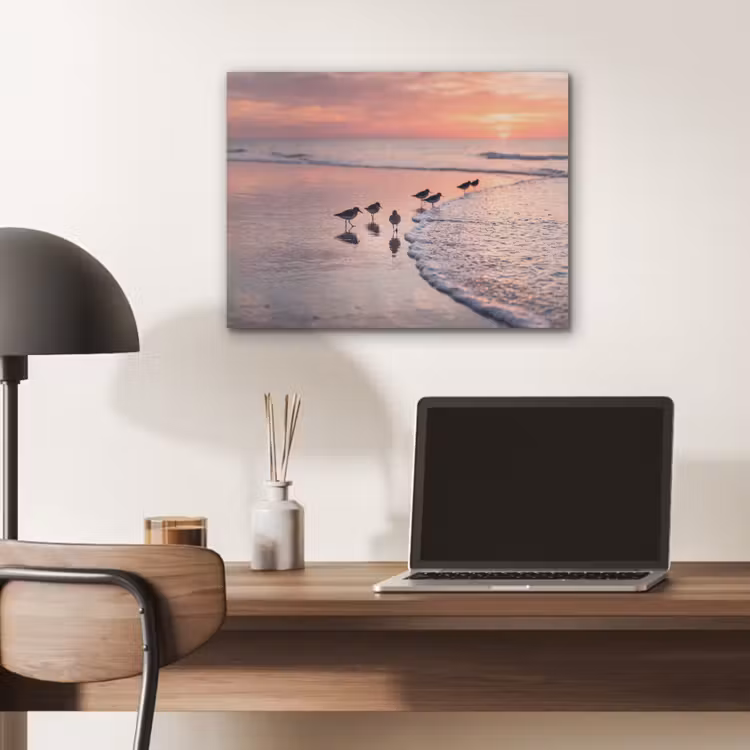Meeuwen - Strand - Zee - Roze PET vilt klein -sfeer5