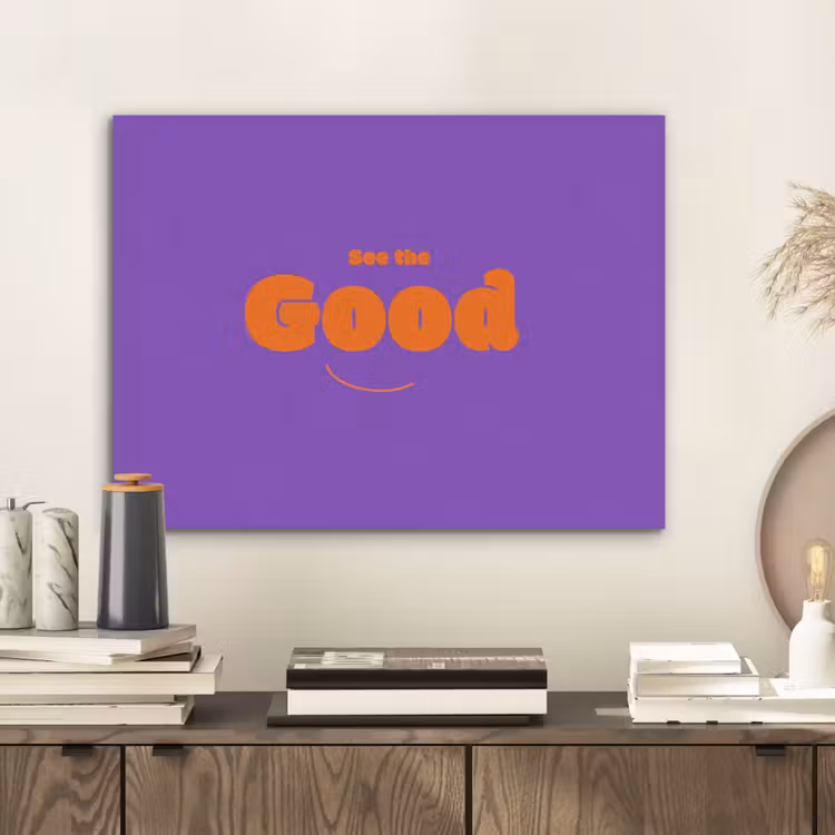 See the good - Oranje - Paars - Smiley PET vilt klein -sfeer1