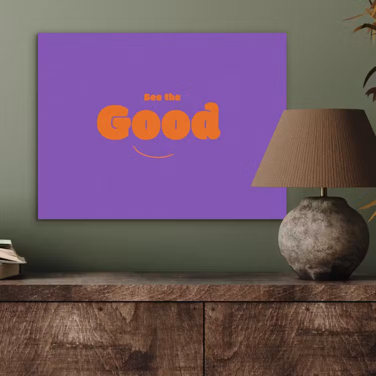 See the good - Oranje - Paars - Smiley PET vilt klein -sfeer2