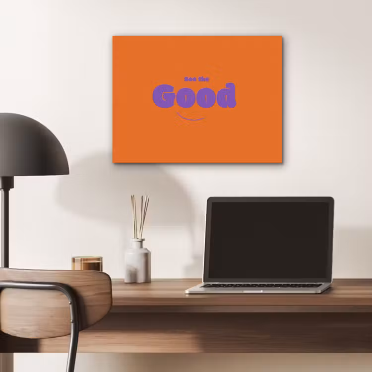 See the good - Paars - Oranje - Smiley PET vilt klein -sfeer5