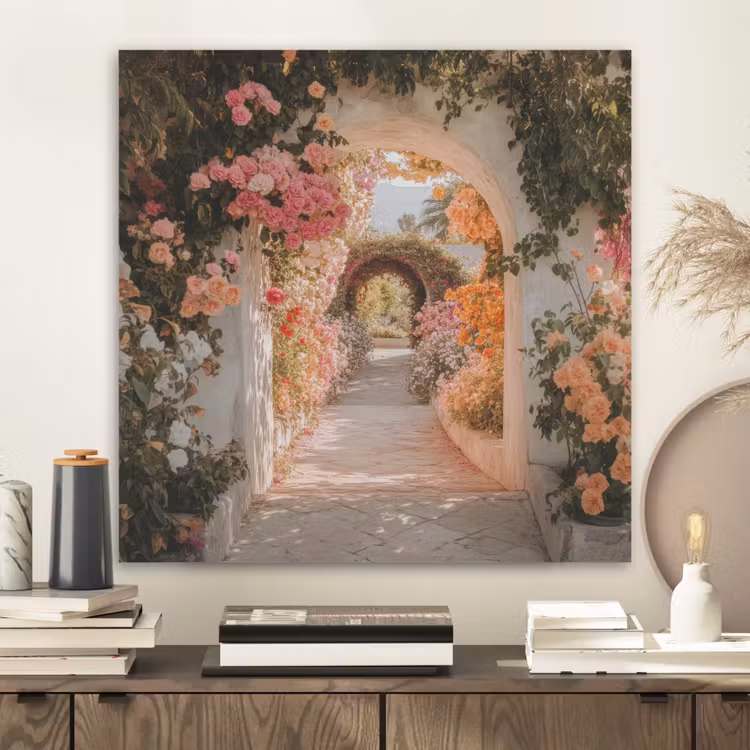 Doorkijk - Boog - Bloemen - Pastel PET vilt klein -sfeer1