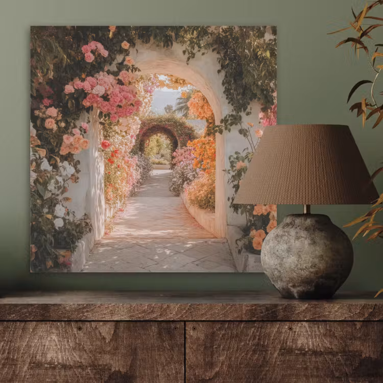 Doorkijk - Boog - Bloemen - Pastel PET vilt klein -sfeer2