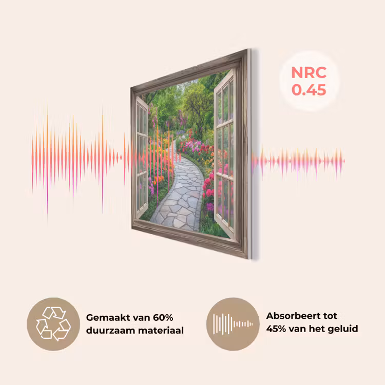 Doorkijk - Bloemen - Tuinpad - Natuur - Raam PET vilt klein -USP_NL