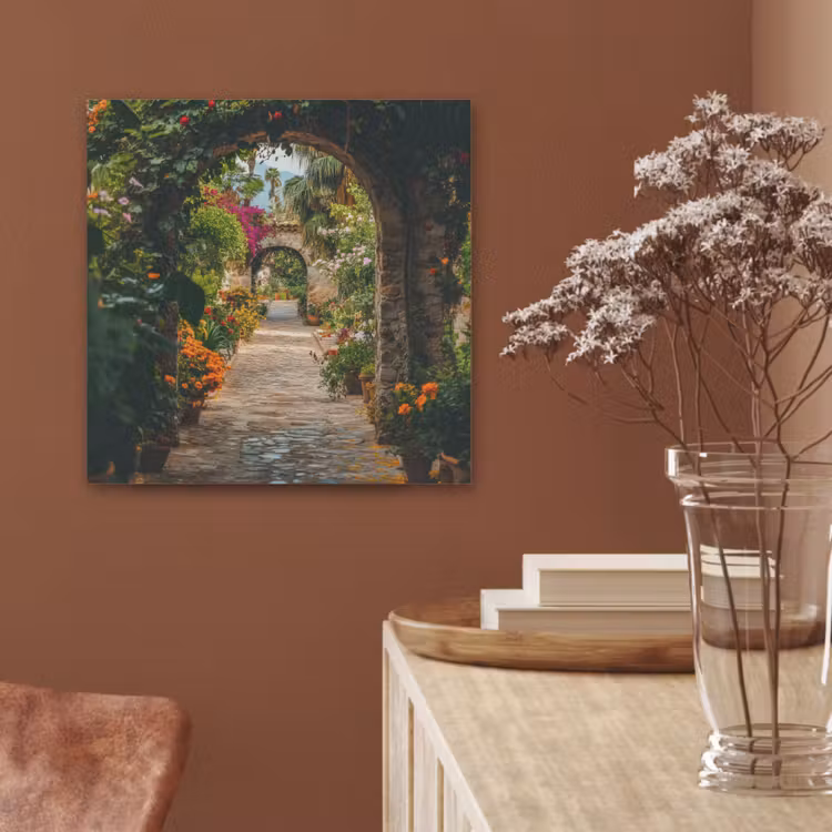 Doorkijk - Bloemen - Poort - Stenen PET vilt klein -sfeer4
