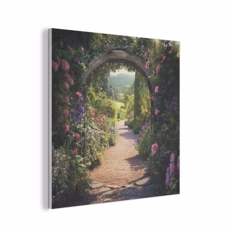 Doorkijk - Bloemen - Natuur - Rozenboog PET vilt klein -3d