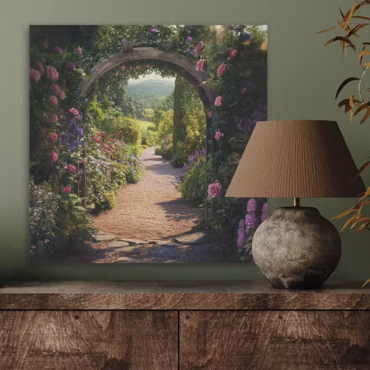 Doorkijk - Bloemen - Natuur - Rozenboog PET vilt klein -sfeer2
