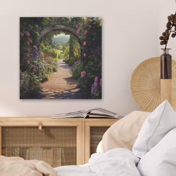 Doorkijk - Bloemen - Natuur - Rozenboog PET vilt klein -sfeer3