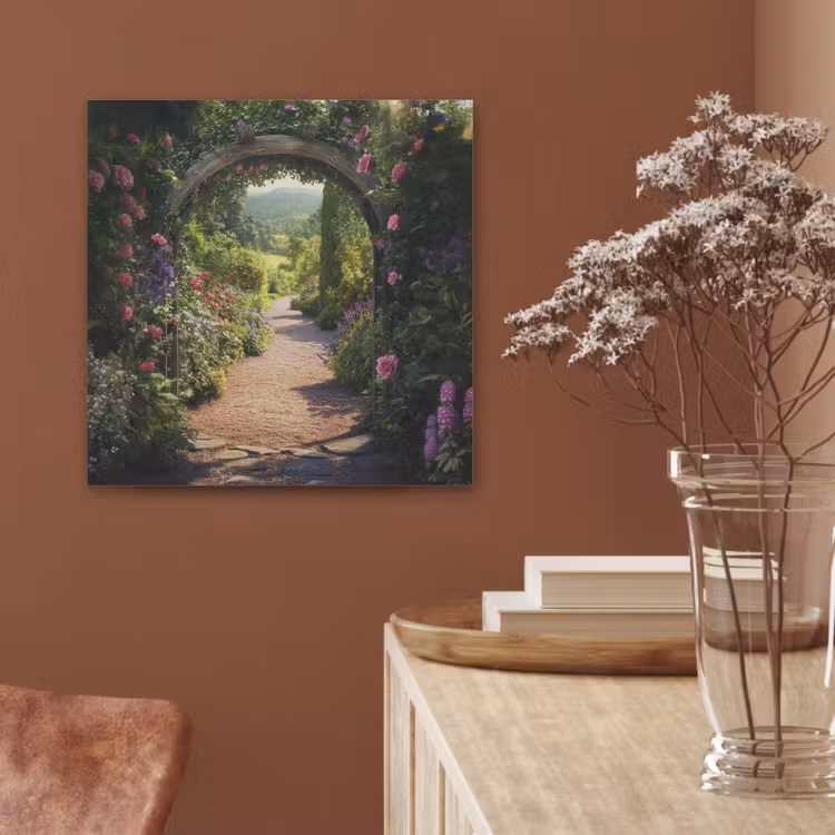 Doorkijk - Bloemen - Natuur - Rozenboog PET vilt klein -sfeer4