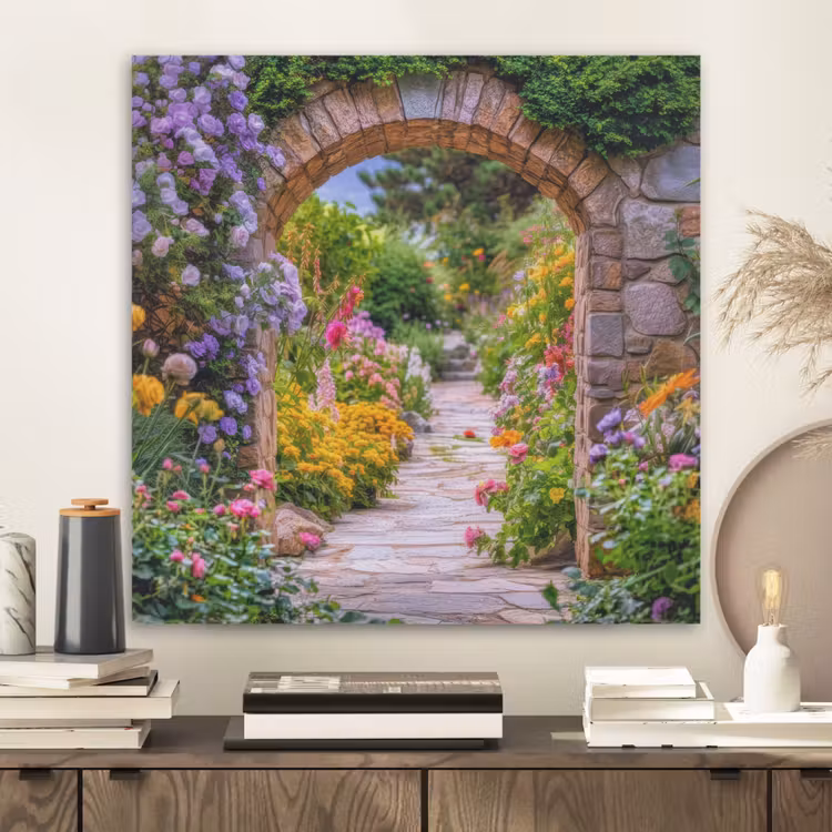 Doorkijk - Bloemen - Pad - Natuur PET vilt klein -sfeer1