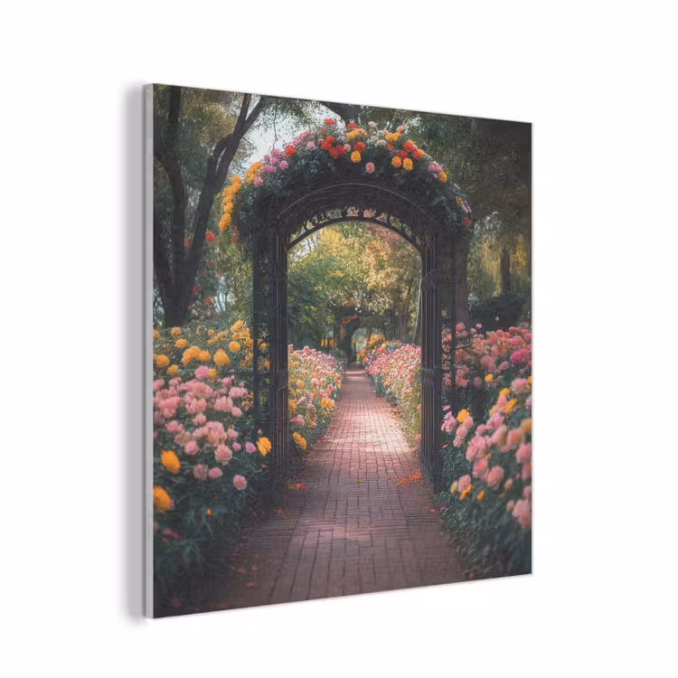 Doorkijk - Bloemen - Pad - Natuur - Kleurrijk PET vilt klein -3d