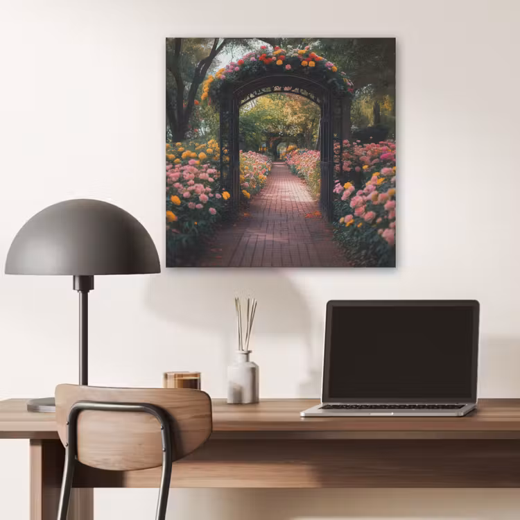 Doorkijk - Bloemen - Pad - Natuur - Kleurrijk PET vilt klein -sfeer5