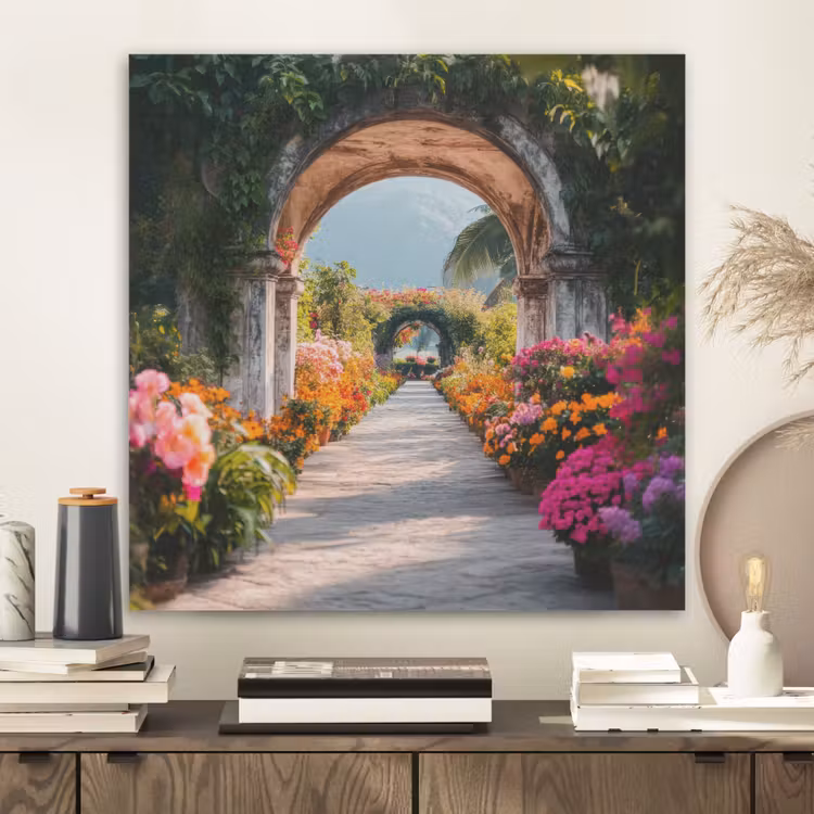 Doorkijk - Bloemen - Tropisch - Kleurrijk PET vilt klein -sfeer1