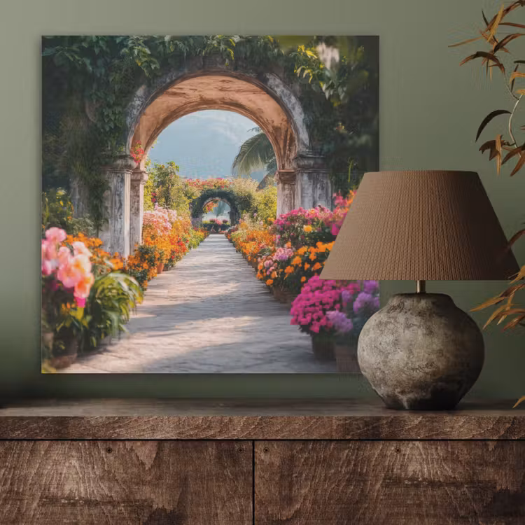 Doorkijk - Bloemen - Tropisch - Kleurrijk PET vilt klein -sfeer2