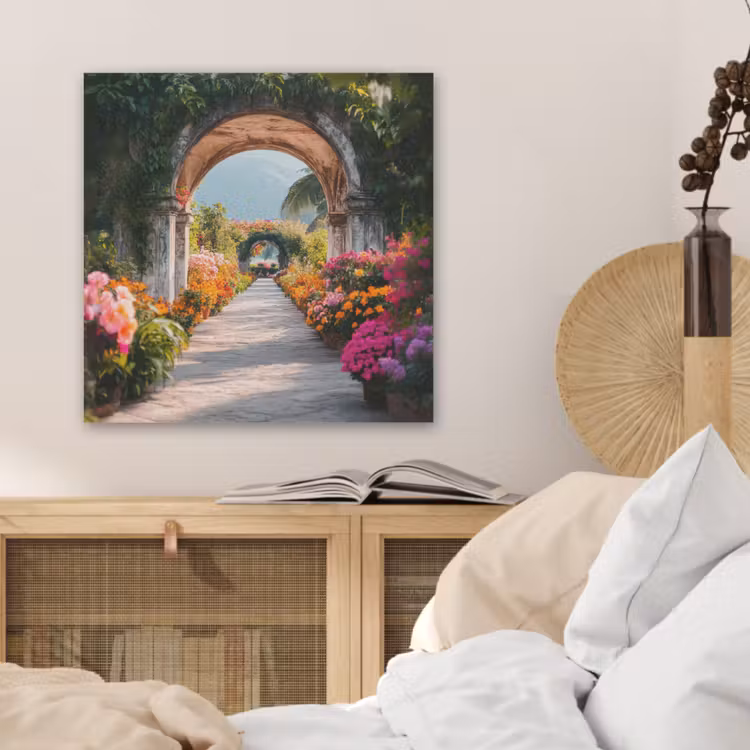 Doorkijk - Bloemen - Tropisch - Kleurrijk PET vilt klein -sfeer3