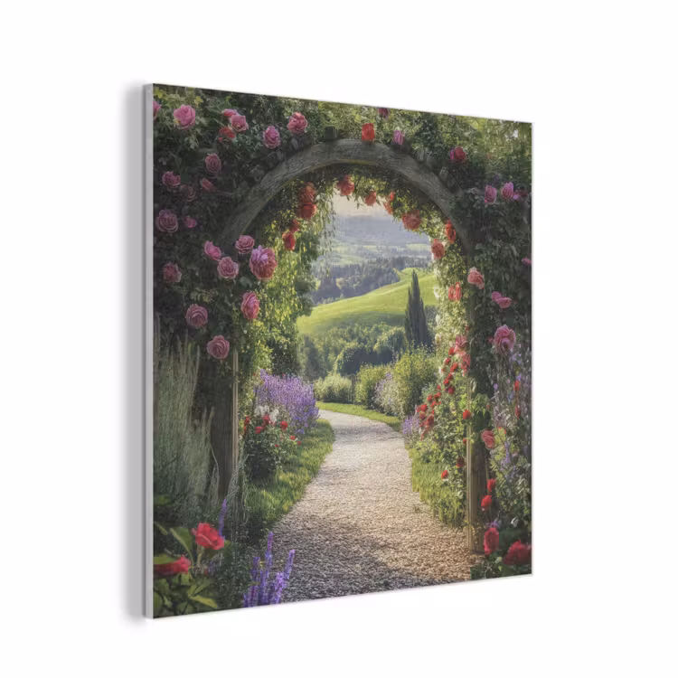 Doorkijk - Tuinboog - Bloemen - Natuur - Pad PET vilt klein -3d